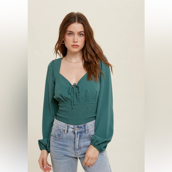 Wishlist Apparel Smocked Chiffon Women's Top-Size Medium-Balloon‎ Sleeves - Picture 2 of 16